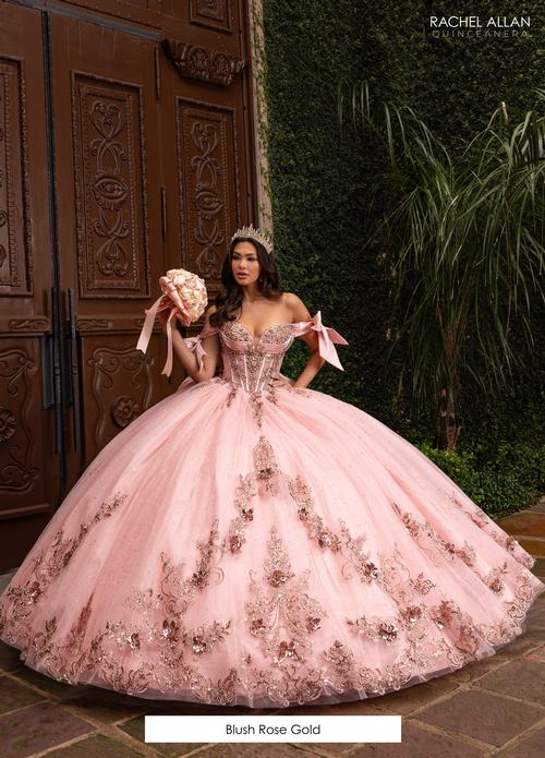 Rachel Allan designer gown on a runway